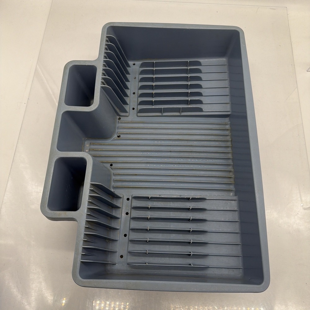 Vtg Rubbermaid 6054 Space Saver Drainer Dish Dry Rack Plastic Blue Used